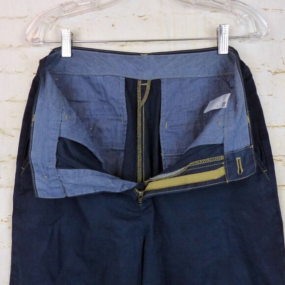 Uniqlo Pants Women 6 Navy Blue High-Waisted Wide Leg Relaxed Fit Chino Preppy - Picture 10 of 13